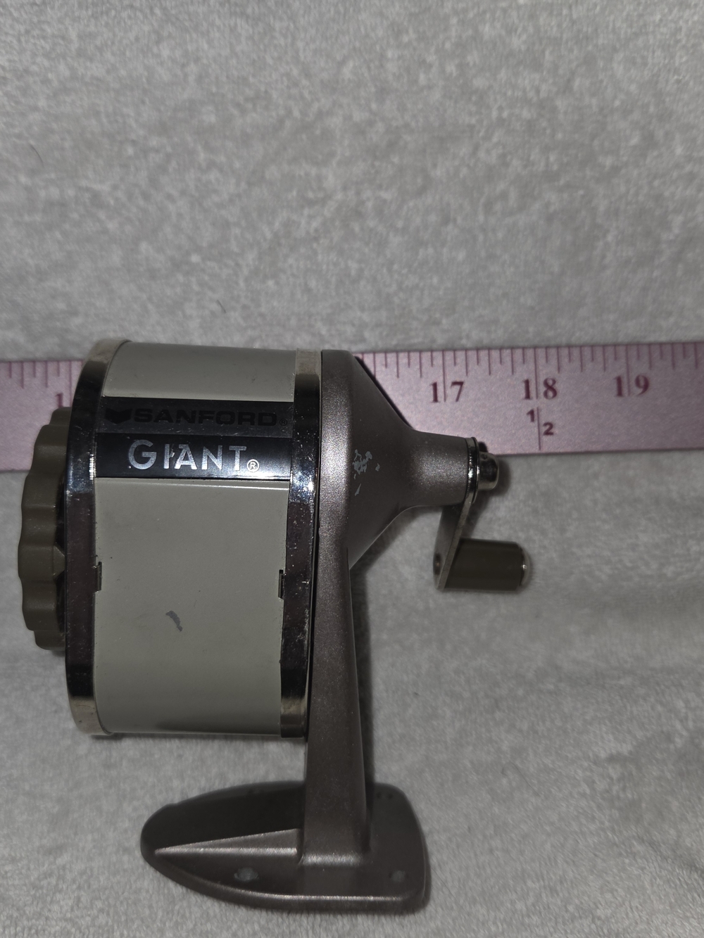 GIANT Vintage Pencil Sharpener in Beige and Bronze